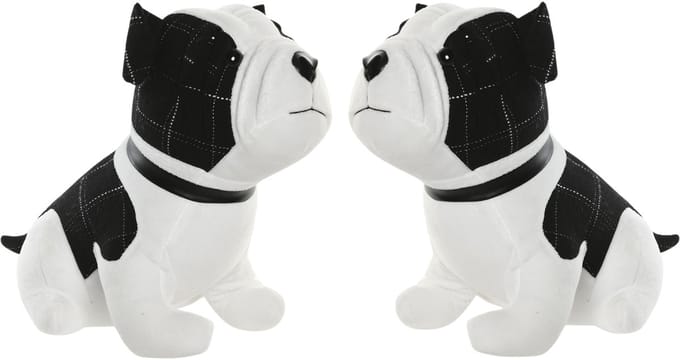 ITEM Deurstopper Hond - 2x - 1 kilo - wit/zwart - polyester - 29 x 18 x 26 cm- tegen klapperende deuren