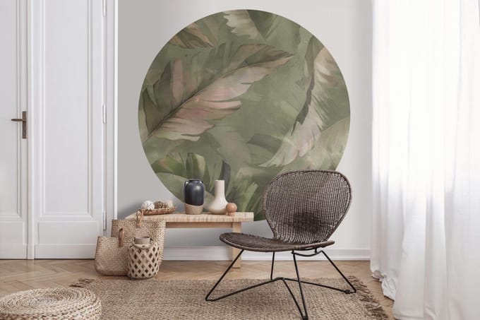 Behangcirkel 80cm Tropische bladeren