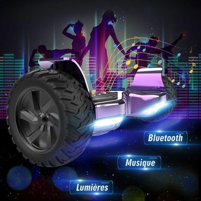 Hoverboard RCB 8.5 Pouces Scooter électrique Tout Terrain Gyropode Hummer Bluetooth LED + Hoverkart Karting Réglable Violet&Rose rose