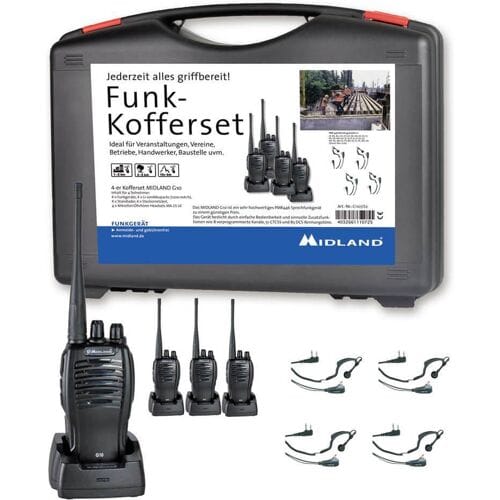 Midland G10 Pro PMR 4er Handwerker-Koffer C1107.S2 PMR-portofoon Set van 4 stuks