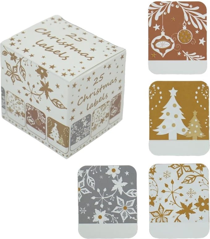 Kerst naamstickers box 25 stuks