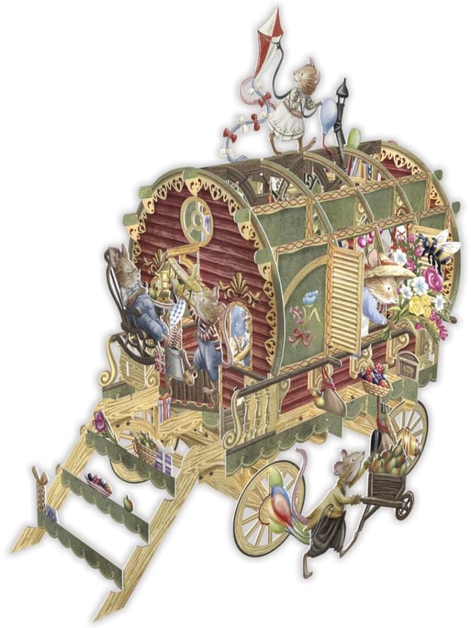 3D Wenskaart Mouse Caravan – Luxe Laser Cut Kaart met Envelop