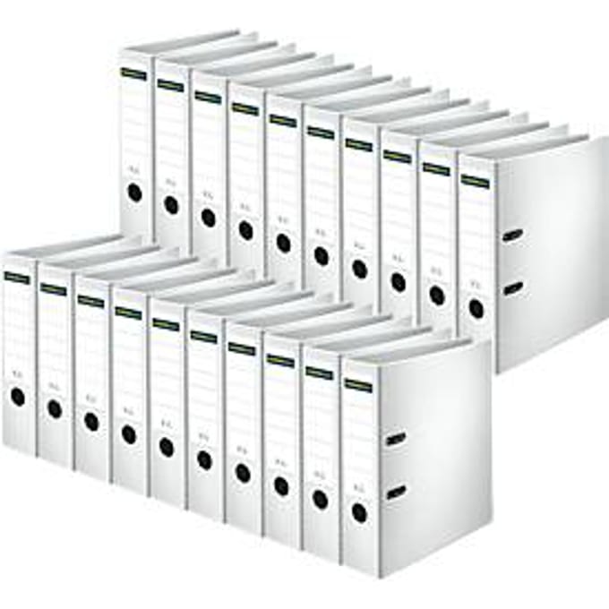 Schäfer Shop Select ordners, DIN A4, rugbreedte 80 mm, 20 stuks, polypropeen en gerecycled papier, wit