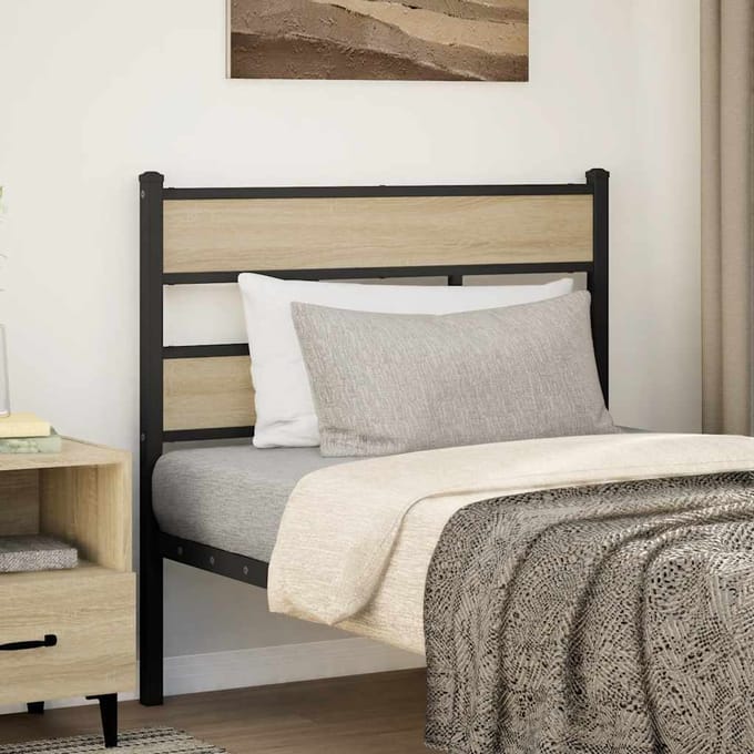 vidaXL - Vervangend - hoofdbord - 107 - cm - ijzer - en - sonoma - eikenkleurig