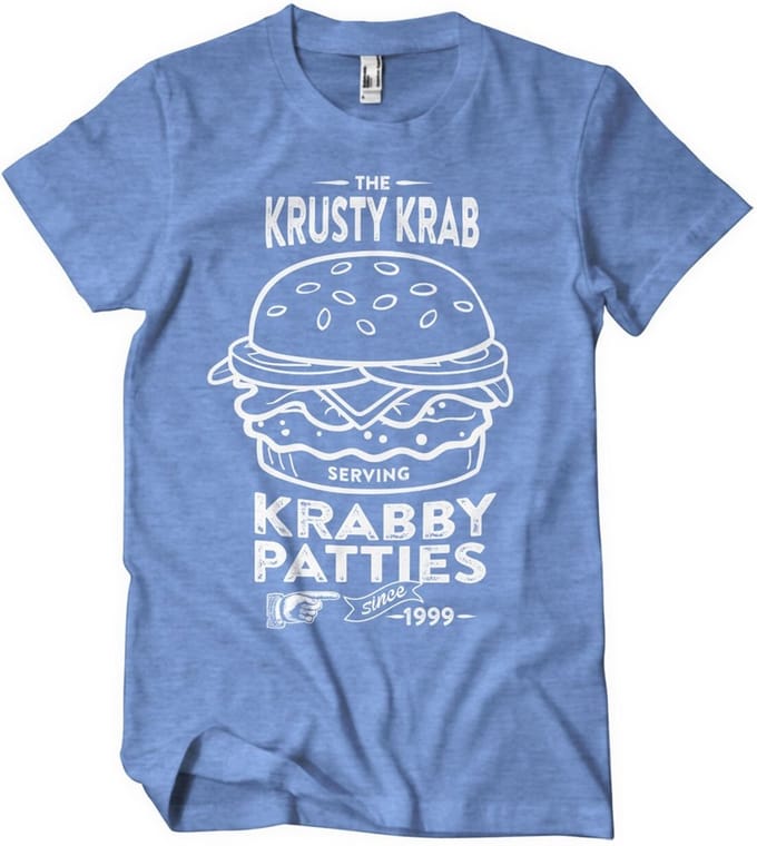 Spongebob The Krusty K-rab -T-shirt met K-rab-motief van Patties, blauw/heather