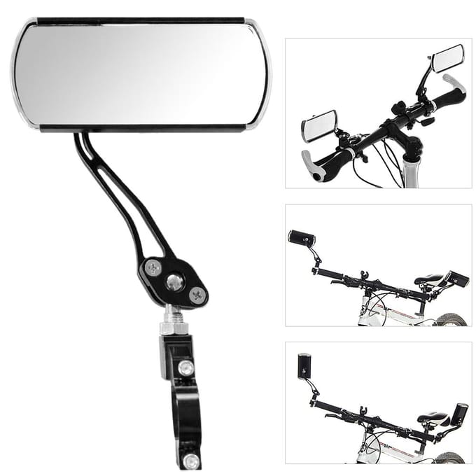 Rétroviseur de vélo à rotation réglable, grand Angle, en alliage d'aluminium, sécurité, 2 paquets noir