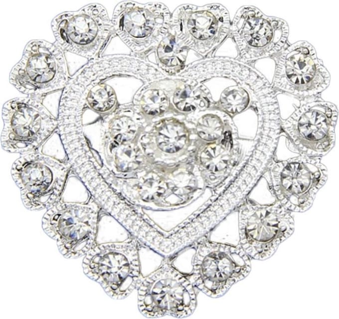 Fako Bijoux® - Broche - Hart - Kristal - 32x32mm - Zilverkleurig