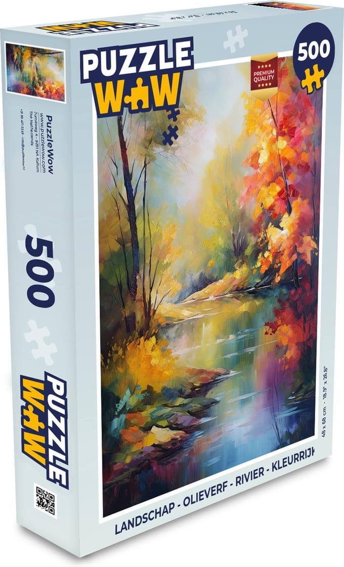Puzzel Landschap - Olieverf - Rivier - Kleurrijk - Legpuzzel - Puzzel 500 stukjes