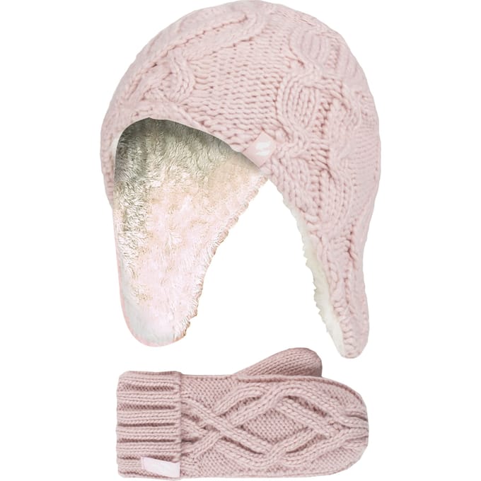 Heat Holders Meisjes Majestueuze Trapper Hat Mitts Set - Schemerig Roze