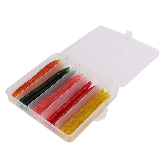 50 stuks/doos Noodle Worm Soft Bait Vislokset met Rubber O-ring Kunstmatig Zacht Aas white