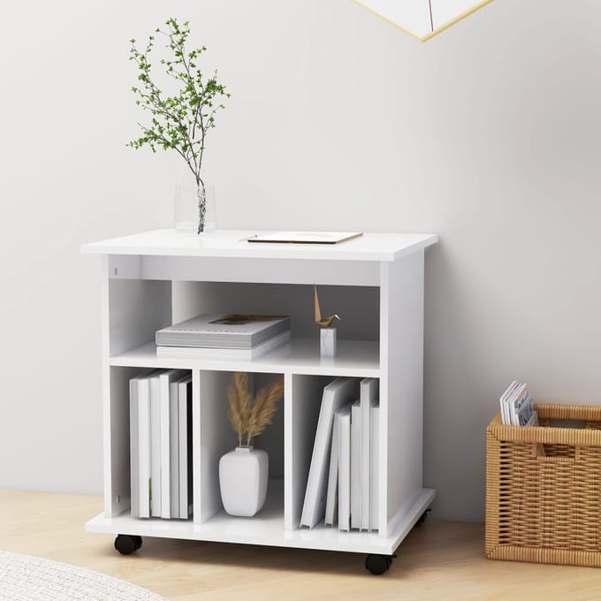 vidaXL - Rolkast - 60x45x60 - cm - bewerkt - hout - hoogglans - wit