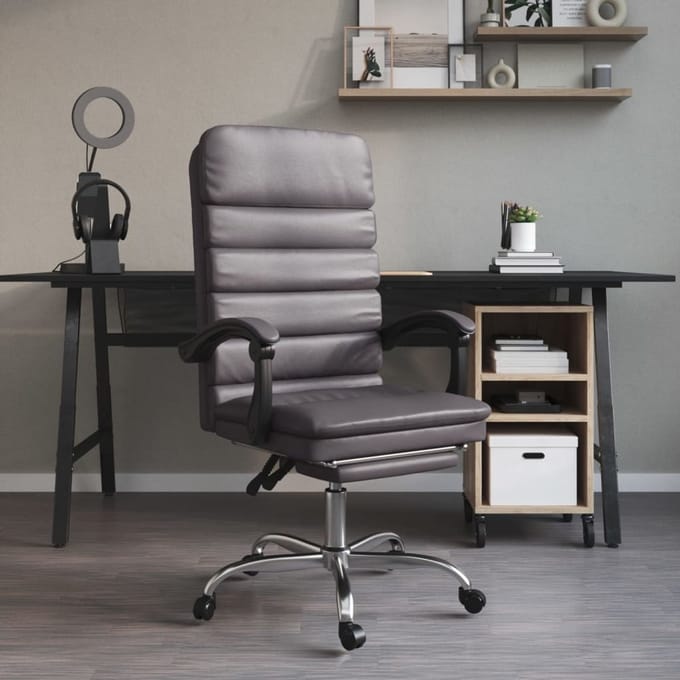 vidaXL - Massage - Relaxfauteuil - voor - op - kantoor - grijs - kunstleer