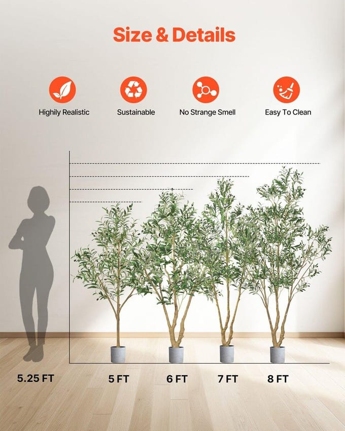 Arbre d'Olivier Artificiel 150cm Grande Plante Factice avec Pot pour Maison Bureau