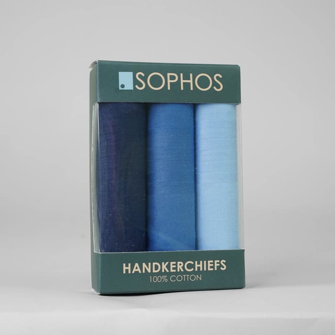 Heren zakdoeken, 1 x Navy, 1 x Blue, 1x Light Blue effen