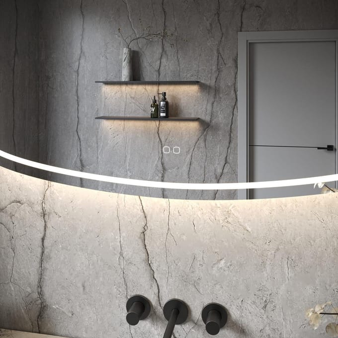 HIPP Design Phantom Deens Ovale LED spiegel 100 x 65 cm - Directe + Indirecte LED - Spiegelverwarming - Kleurenwissel - Touch Dimmer