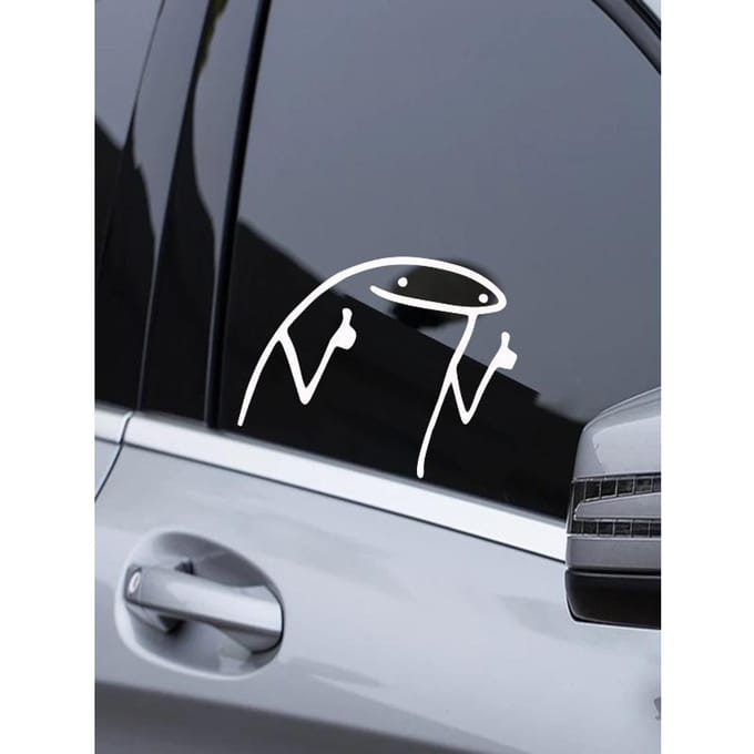 Cartoon Grafische Auto Sticker one-size wit