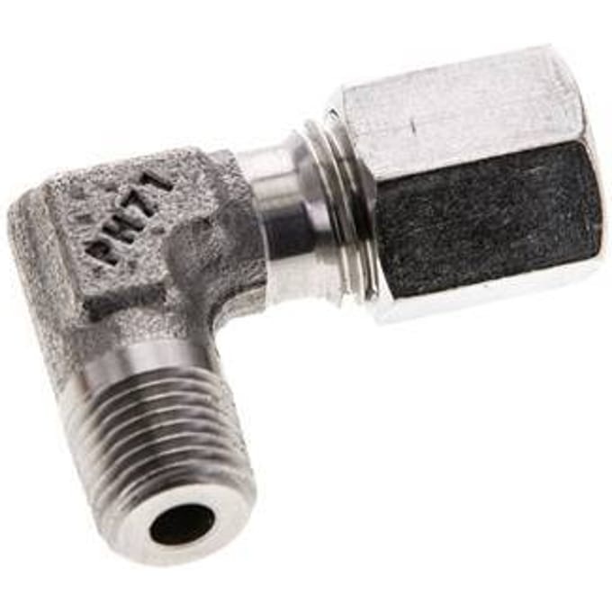 6L & M10x1 (con) RVS L-Vorm Snijringkoppeling Buitendraad 315bar ISO 8434-1