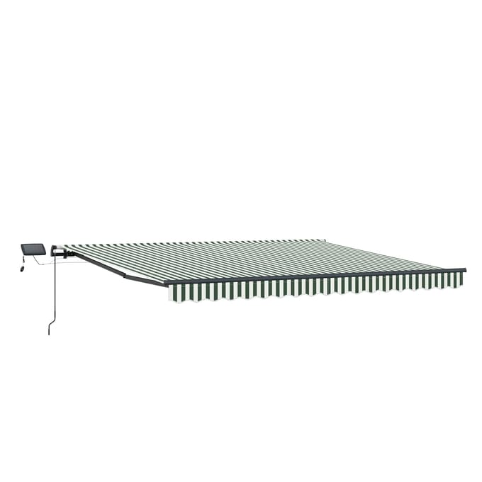 vidaXL - Uitschuifbare - luifel - Groen - en - Wit - 450 - × - 300 - cm