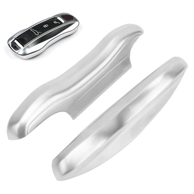 2 stuks Afstandsbediening Sleutelhoes Beschermhoes Geschikt voor Porsche Cayenne Macan Panamera zilver