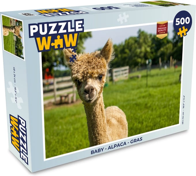 Puzzel Baby - Alpaca - Gras - Legpuzzel - Puzzel 500 stukjes