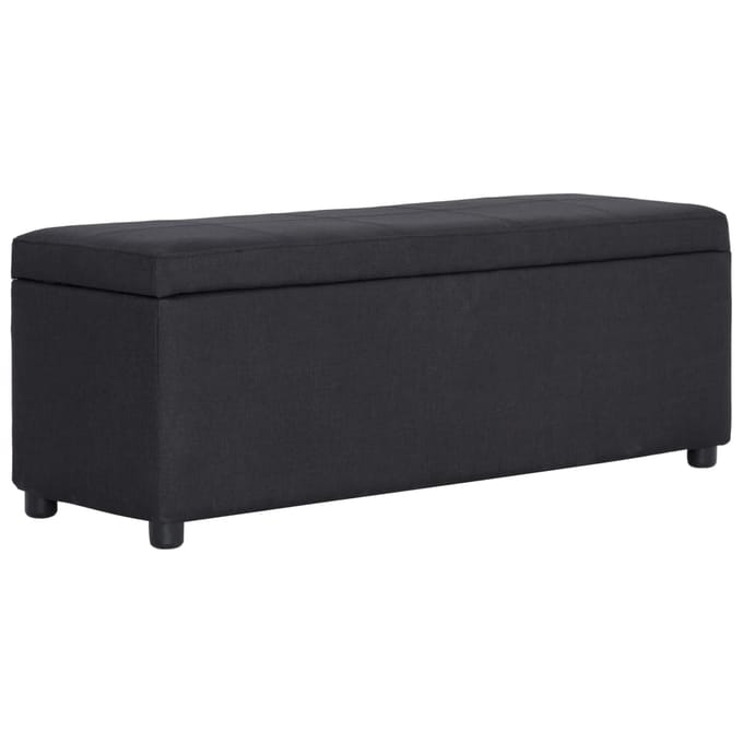 vidaXL - Bankje - met - opbergvak - 116 - cm - polyester - zwart