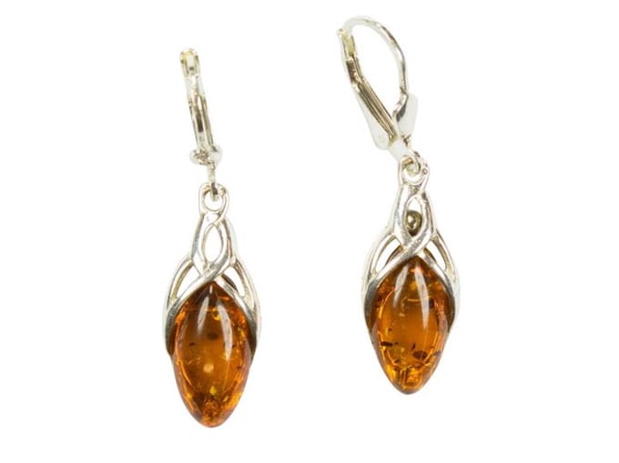 Zilveren oorbellen met sluiting Amber / Barnsteen 925 zilver