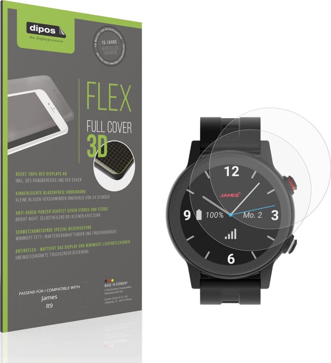 dipos FLEX – 2x Matte Screenprotector geschikt voor James R9 | Volledige Schermbescherming | Case-Friendly