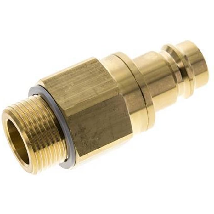 Messing DN 19 Luchtkoppeling Insteeknippel G 1 inch Buitendraad Double Shut-Off - CLP19-M-B-SV-100