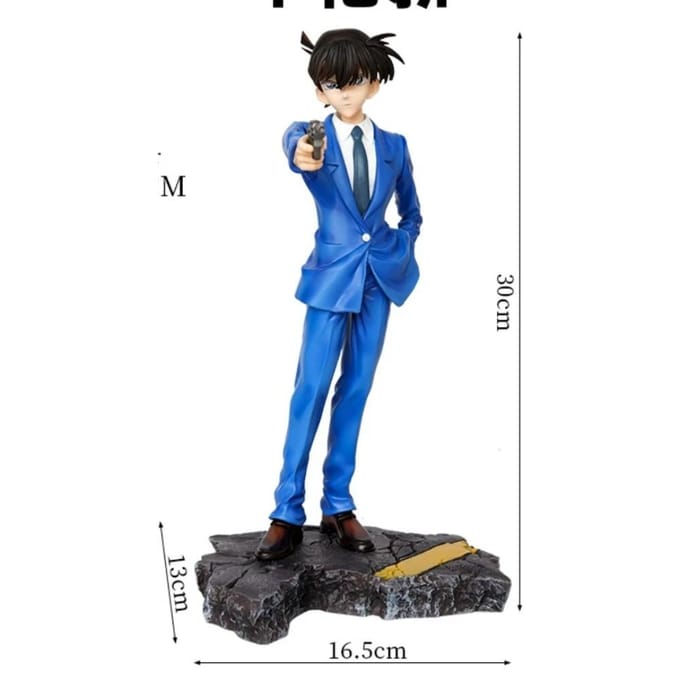 Amine Detective Conan met Pistool Shinichi Kudo Actiefiguur Speelgoed 30cm no box blue