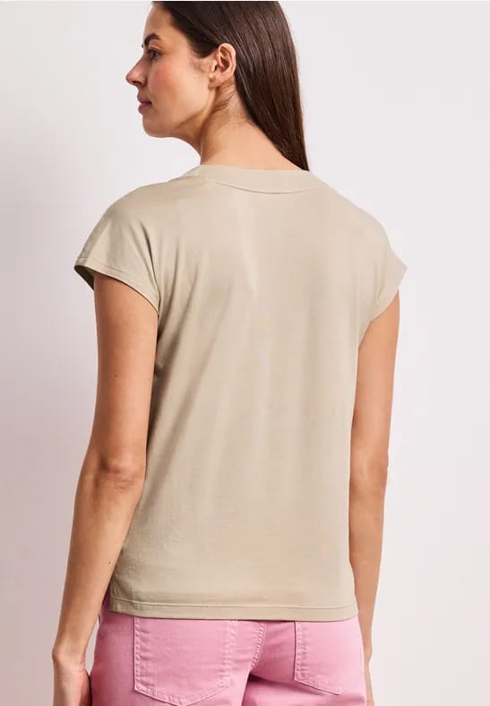 Shirt met overhangende schouders en V-hals