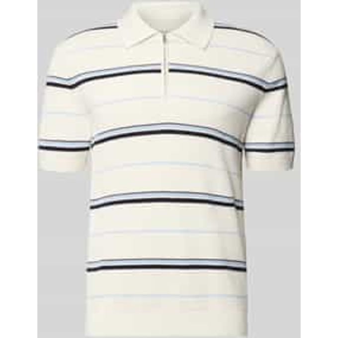 GANT heren rits polo shirt striped textured wit