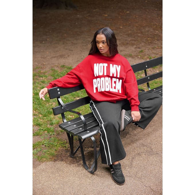 Yours Rood 'Not My Problem' Slogan Sweatshirt Size 46