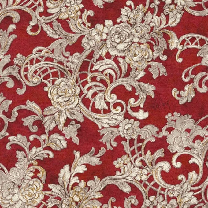 Rood klassiek behang 34077-3