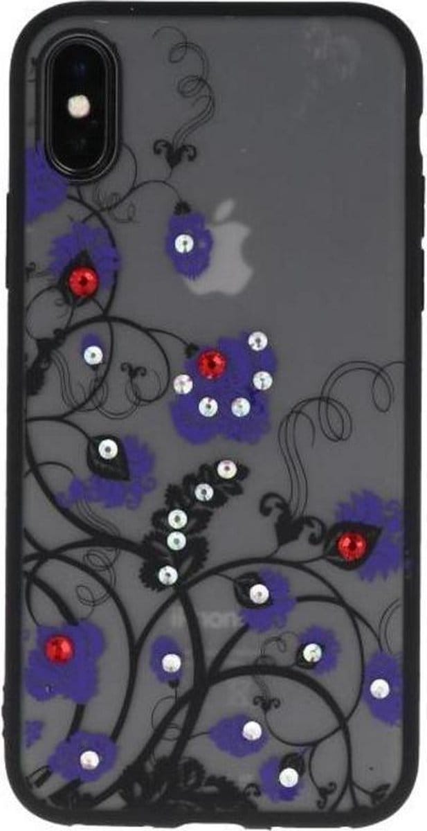 Paars Diamant Bloemen Back Cover Hoesje voor iPhone X