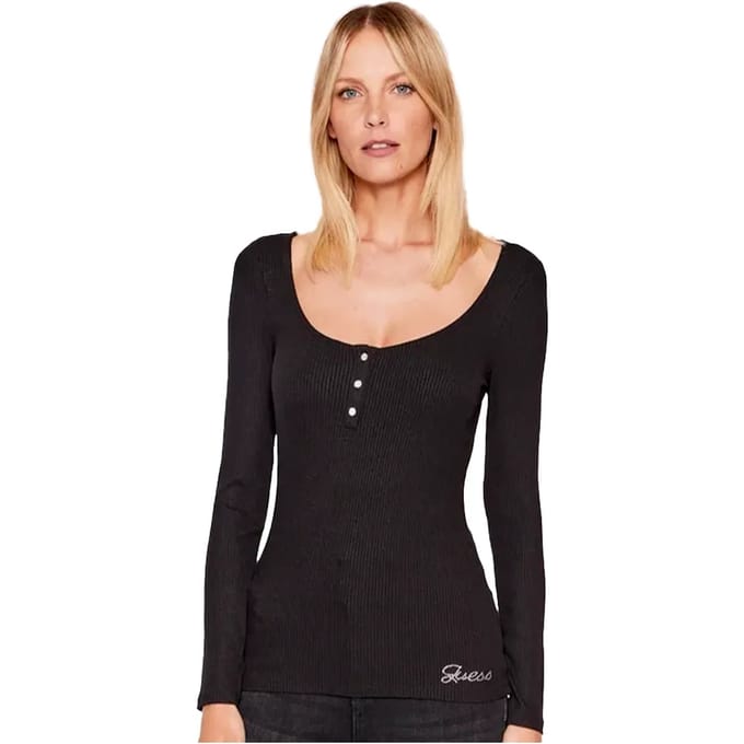 GUESS Marciano By  Ls Karlee Jewel Btn Jet Black Taglia: S | Maglie a manica lunga Outlet | Donna | Nero