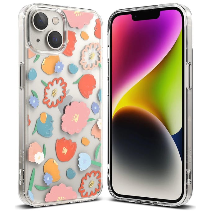 Ringke Fusion Design Armored Case Cover with Gel Frame iPhone 14 Plus Transparent (Floral) (FD637E31)