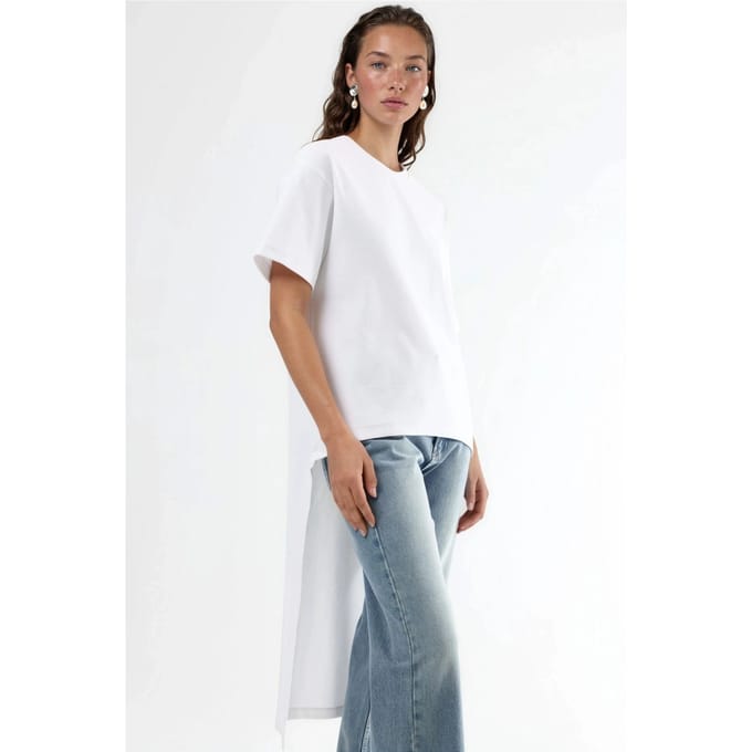 Oversized Crew Neck Tuniek met Split