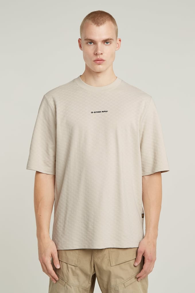 G-Star Checquard Tweeter 1/2 Sl Whitebait Größe: S | Basic T-Shirts Outlet | Herren | Weiß
