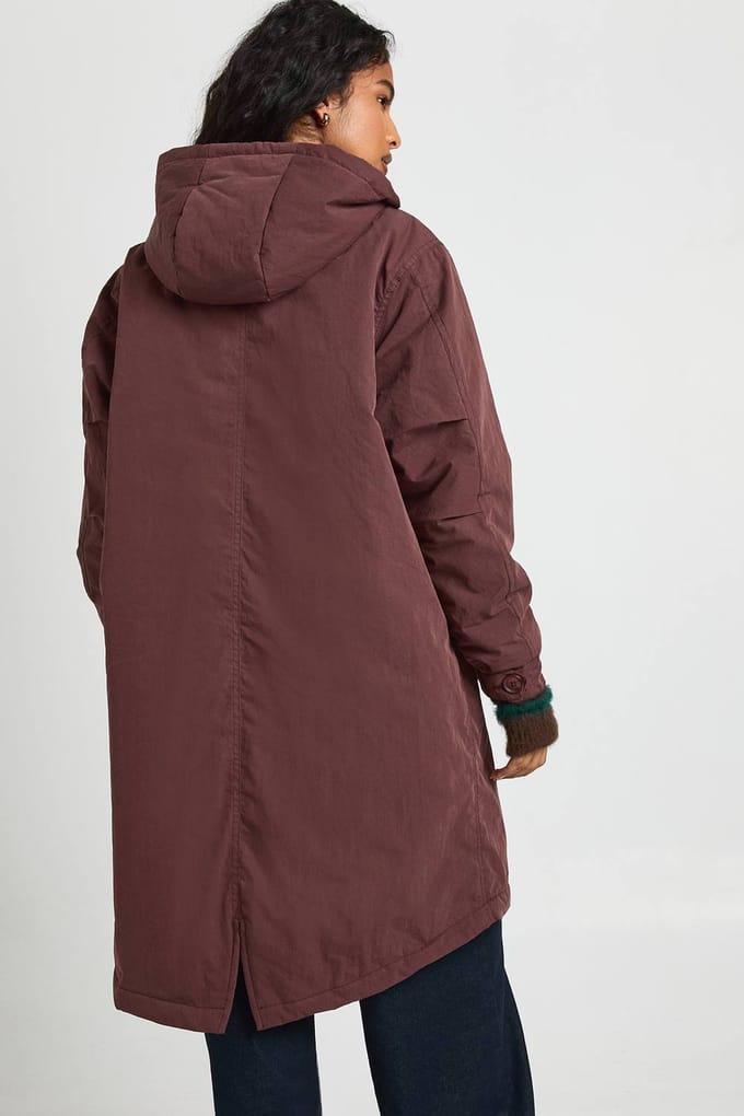 boohoo Dames Hooded Longline Parka | Chocolate | Maat: 10