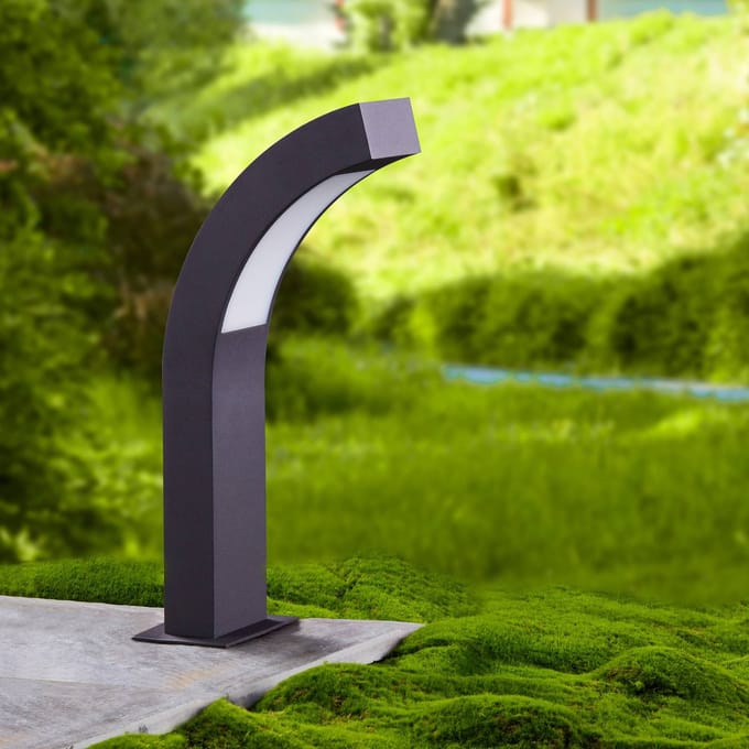 Lucande LED sokkellamp Lennik, 40 cm, antraciet, metaal
