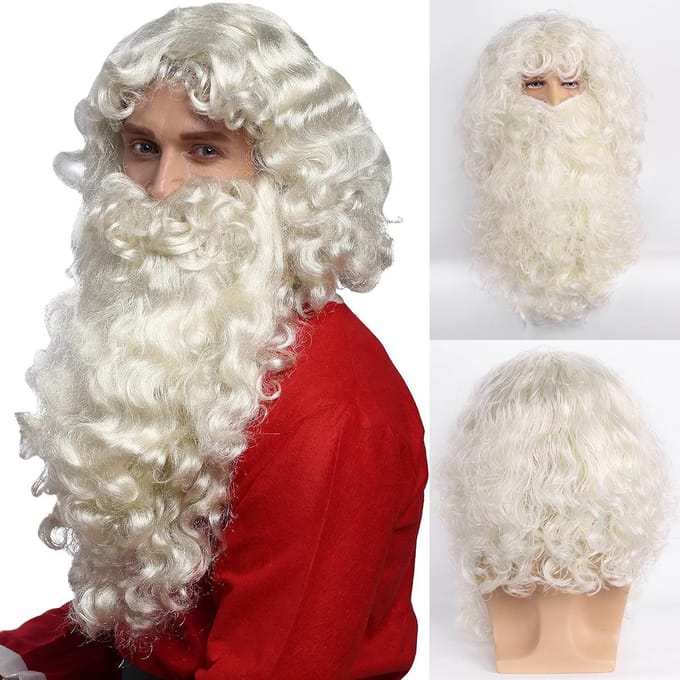 Kerstman Baard Pruik Set One size fits all adults wit