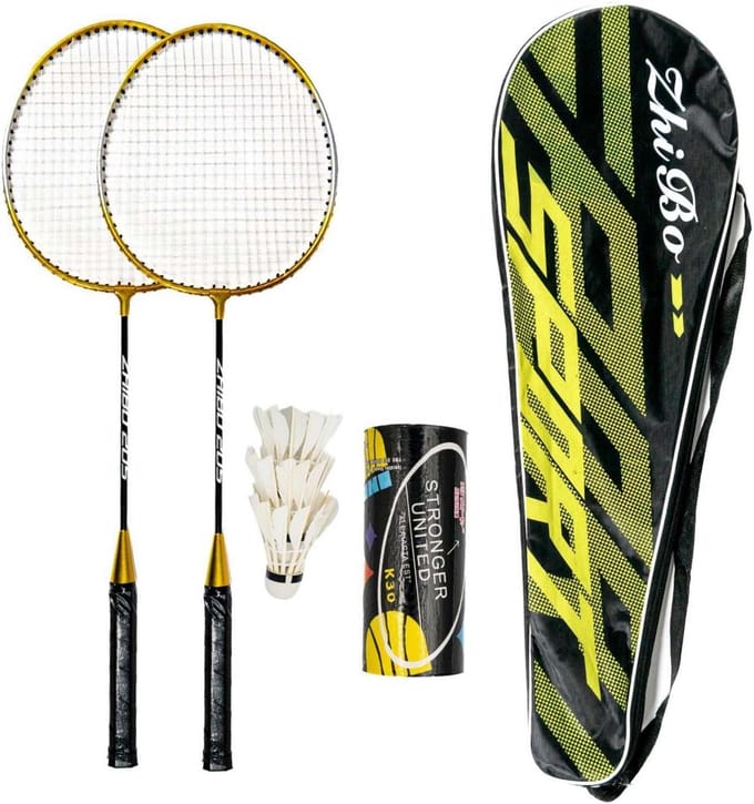 Complete 6-delige Badmintonset met Rackets, Shuttles en Draagtas