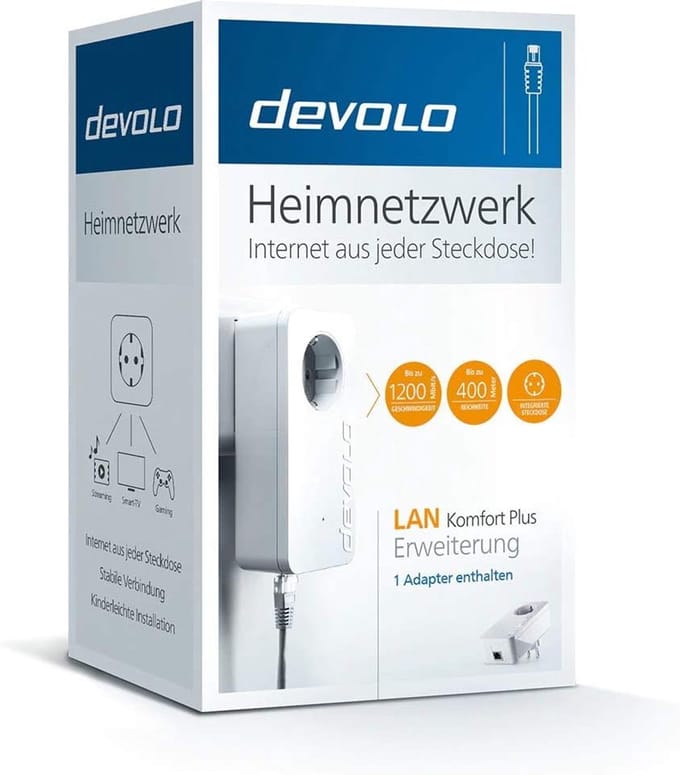 Powerline Adapter 1200 Mbit/s met LAN-aansluiting - Internetversterker voor Thuisnetwerk