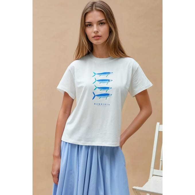 Geprinte Regular Fit Crew Neck T-shirt van 100% Katoen