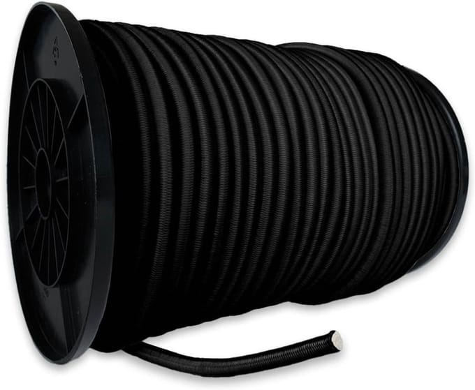 Elastisch Bungeekoord - Spanband Koord - Dekzeilen Bevestigen - UV-Bestendig - 9 mm x 100 m - Zwart