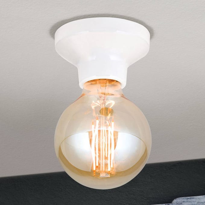 ORION Plafondlamp Frost van keramiek, wit