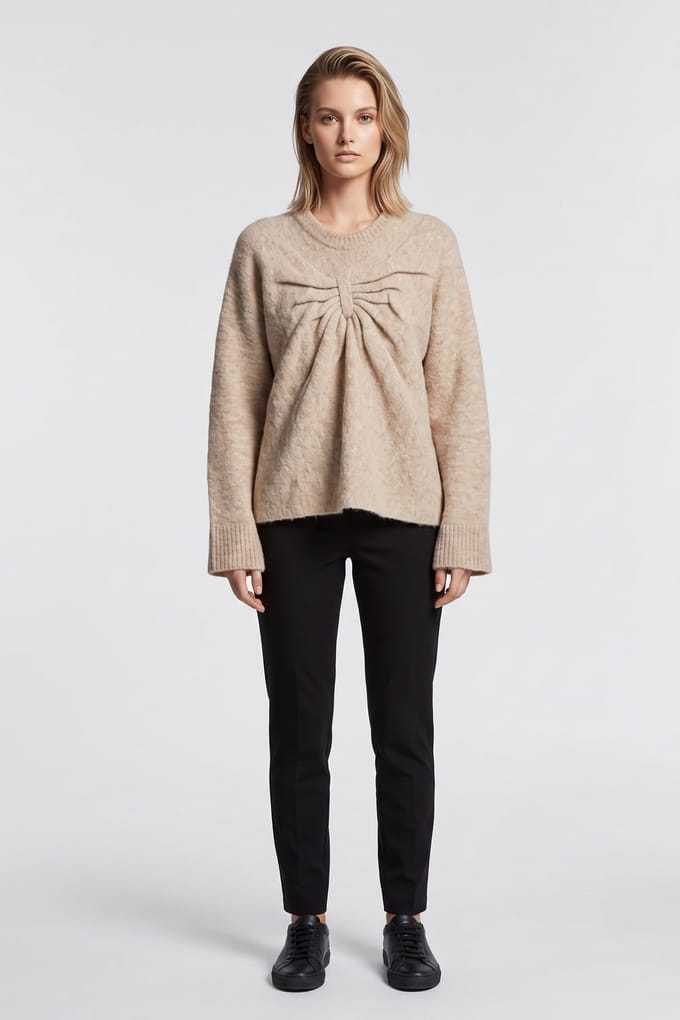 ARKET Clothilde Bow Sweater Beige Taglia: M/L | Maglioni a maglia Outlet | Donna | Marrone