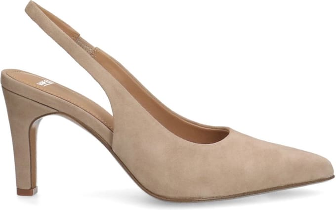Manfield - Dames - Beige suède slingbacks - Maat 41