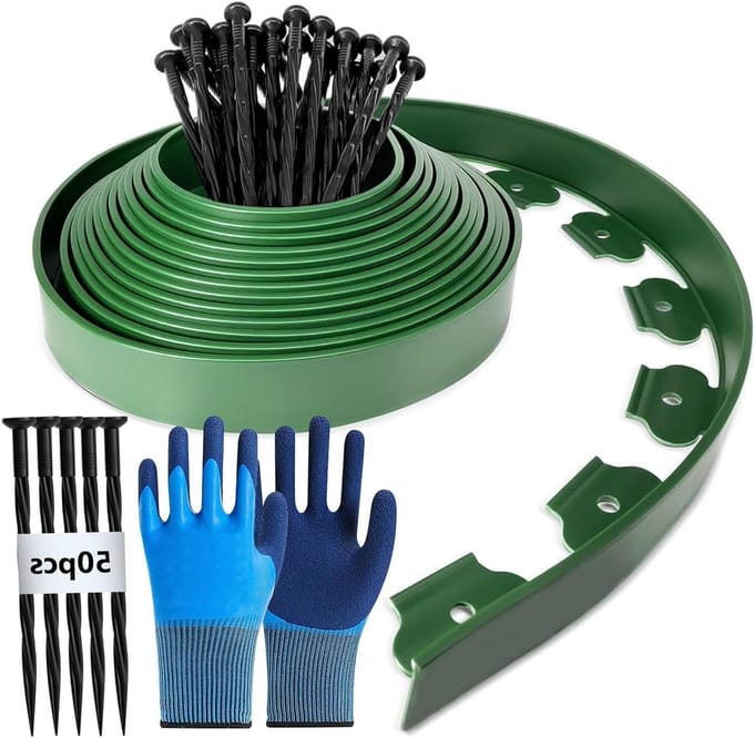 Flexibele Gazonrand - Bloembedrand Kunststof - Tuin Afscheiden - Inclusief Grondankers - 10 Meter - Groen