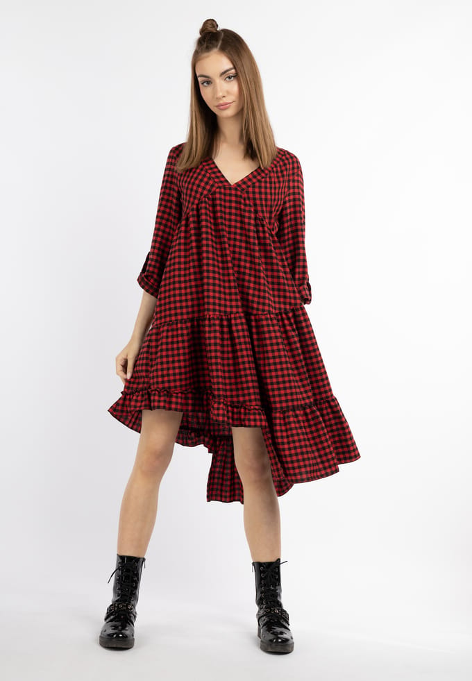 Mymo midi-jurk Dames zwart/rood